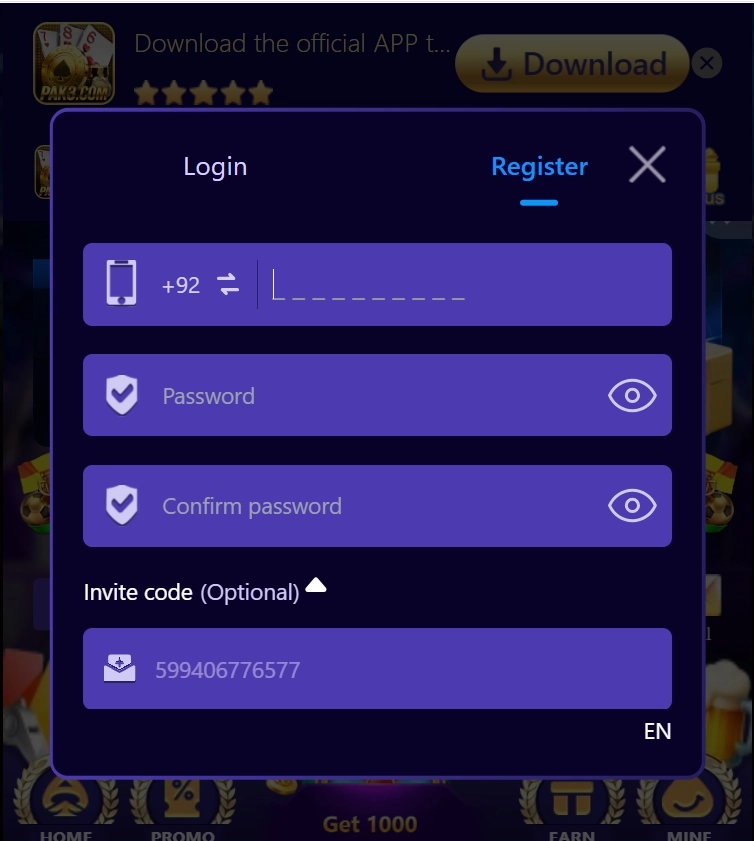 PAK3 Game Registration